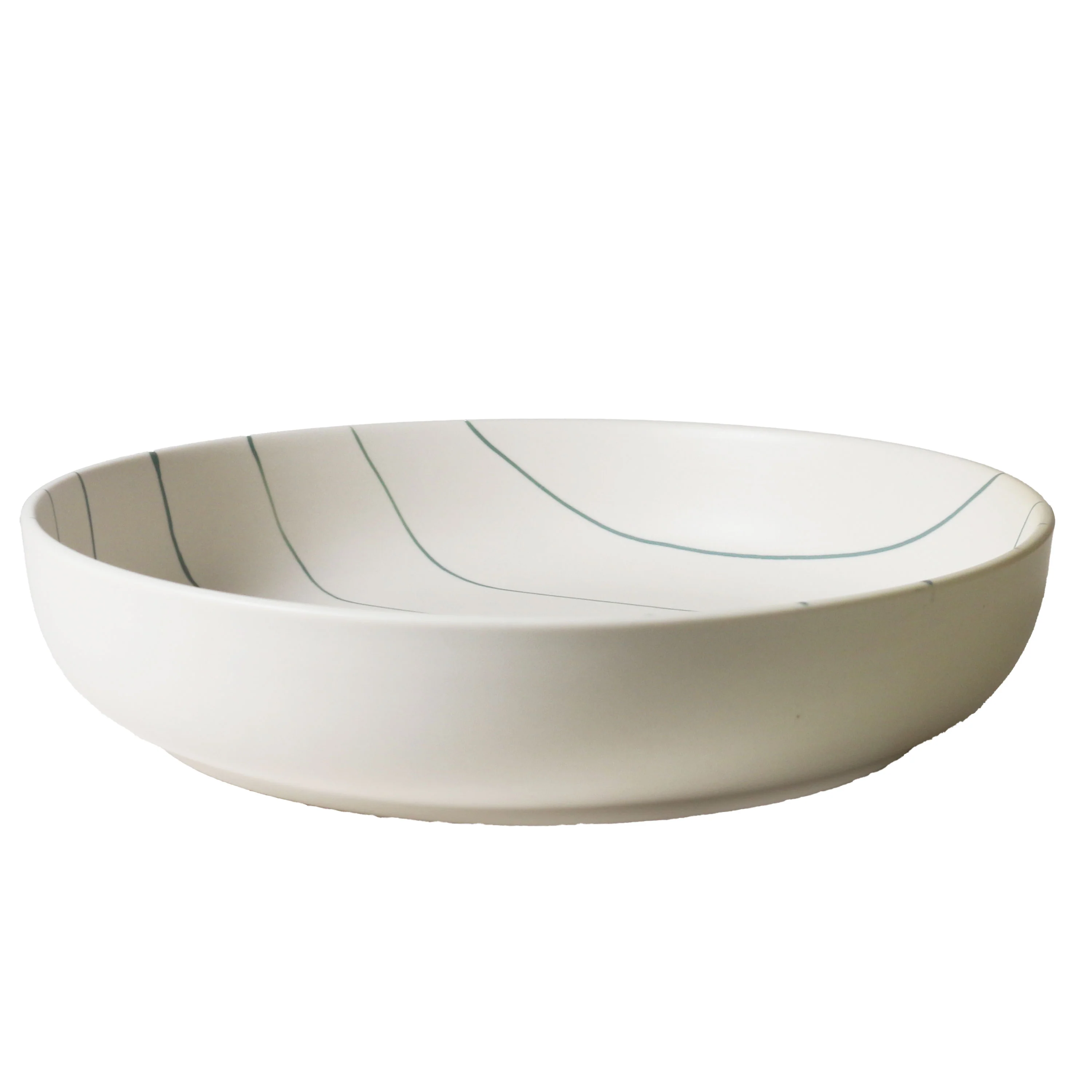 28cm Salad Bowl in Cream With Green Stripe / Coastal Junction - Image 3